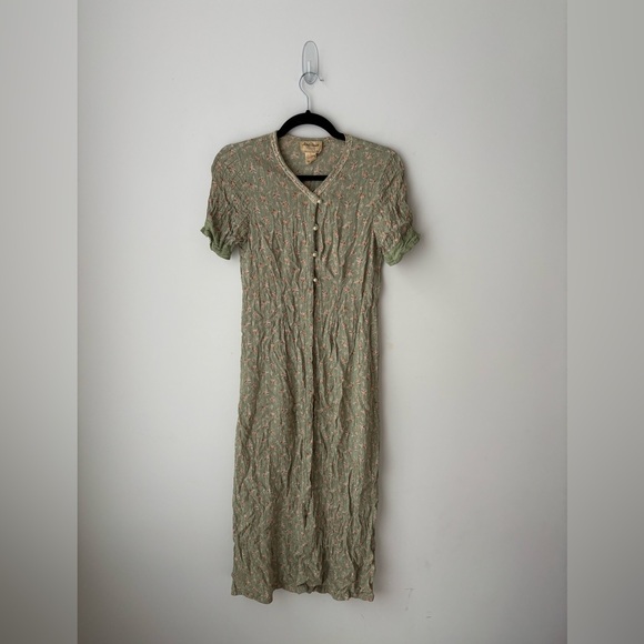 April Cornell Dresses & Skirts - Vintage April Cornell Floral Dress Cottagecore Prairie Button Front Tie Back